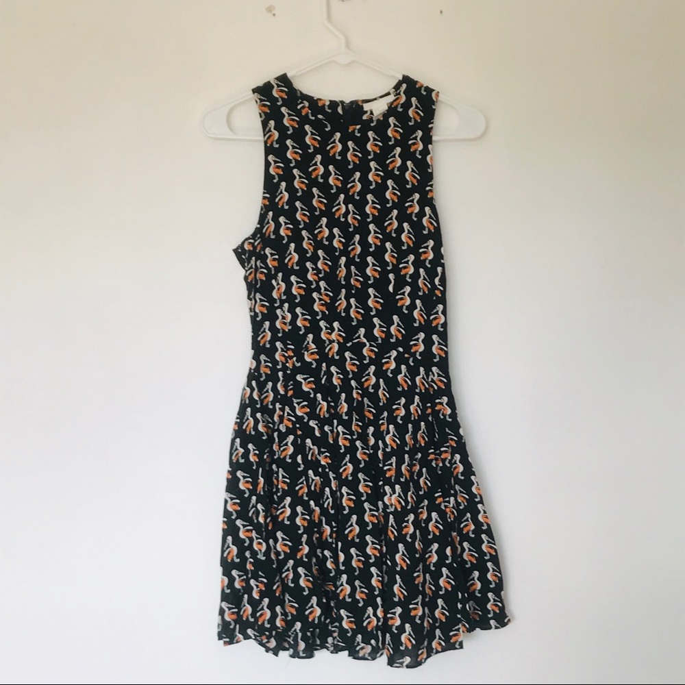 H&M black with flamingo print sleeveless midi - Picture 1 of 8